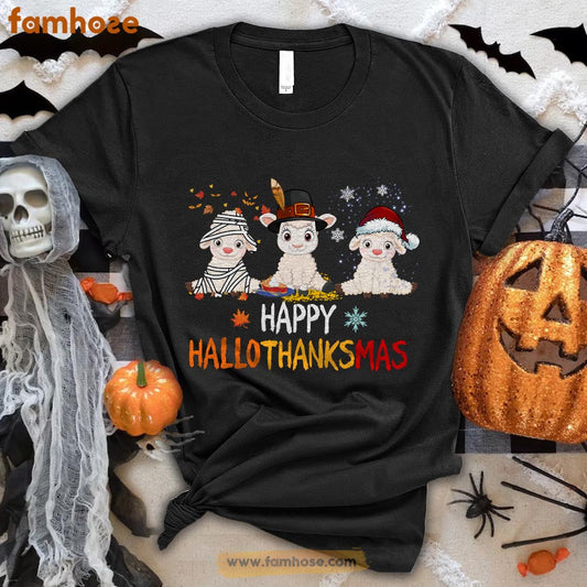 Cute Sheep Halloween T-shirt, Happy Halo Thanks Mas Halloween Gift For Sheep Lovers, Sheep Farmers