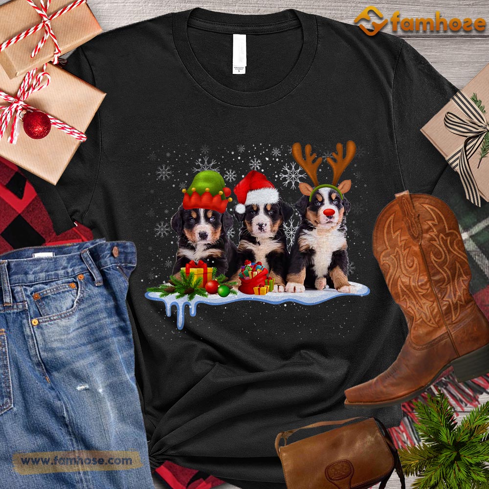 Cute Christmas Dog T-shirt, Dog With Santa Hat ELF Reindeer Gift For Dog Lovers, Dog Owners, Dog Tees