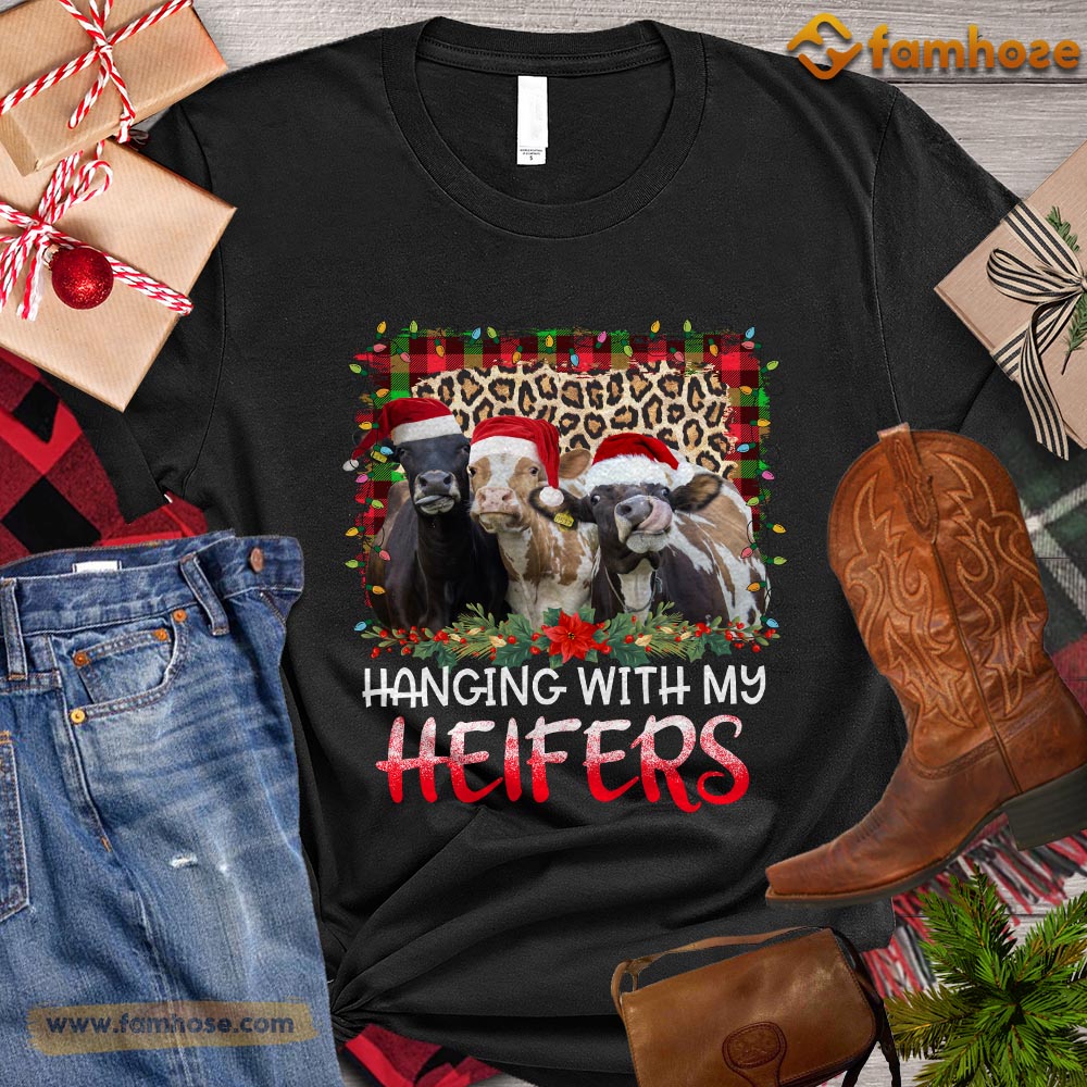 Christmas Cow T-shirt, Hanging With My Heifers Christmas Gift For Cow Lovers, Cow Farm, Cow Tees