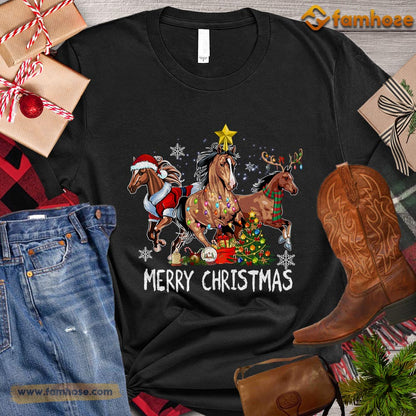 Christmas Horse T-shirt, Merry Christmas Santa Deer Star Gift For Horse Lovers, Horse Riders, Equestrians