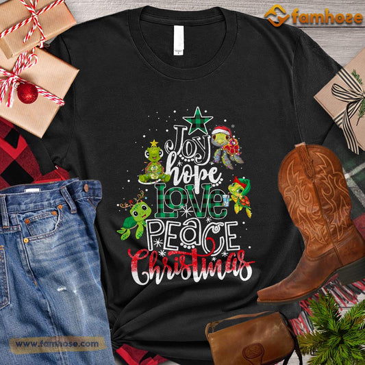 Cute Christmas Turtle T-shirt, Joy Hope Love Peace Christmas Gift For Turtle Lovers, Turtle Owners