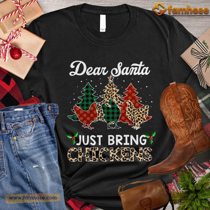 Christmas Chicken T-shirt, Dear Santa Just Bring Chickens Christmas Tree Chicken ELF Leopard Santa Gift For Chicken Lovers, Chicken Farm, Chicken Tees