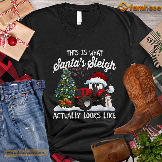 Christmas Red Tractor T-shirt, This Is What Santa's Sleigh Look Like Christmas Gift For Tractor Lovers, Tractor Farm, Tractor Tees