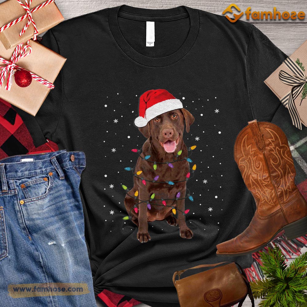 Christmas Dog T-shirt, Cute Dog With Santa Hat On The Head Gift For Dog Lovers, Dog Owners, Dog Tees