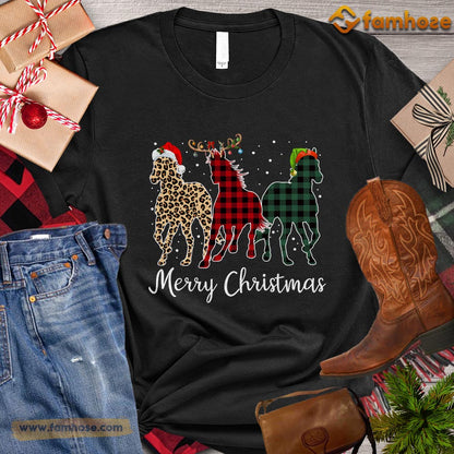 Christmas Horse T-shirt, Merry Christmas Leopard ELF Reindeer Christmas Gift For Horse Lovers, Horse Riders, Equestrians