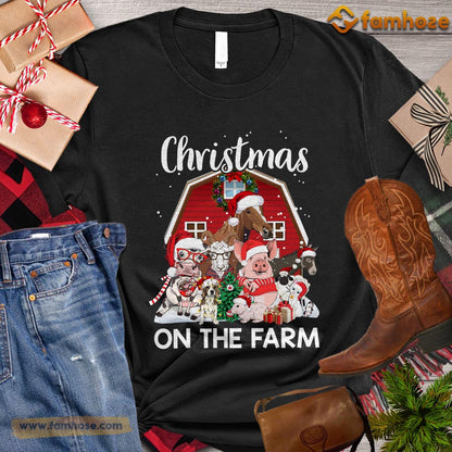 Christmas Farm T-shirt, Christmas On The Farm Christmas Gift For Farmers, Farm Animals