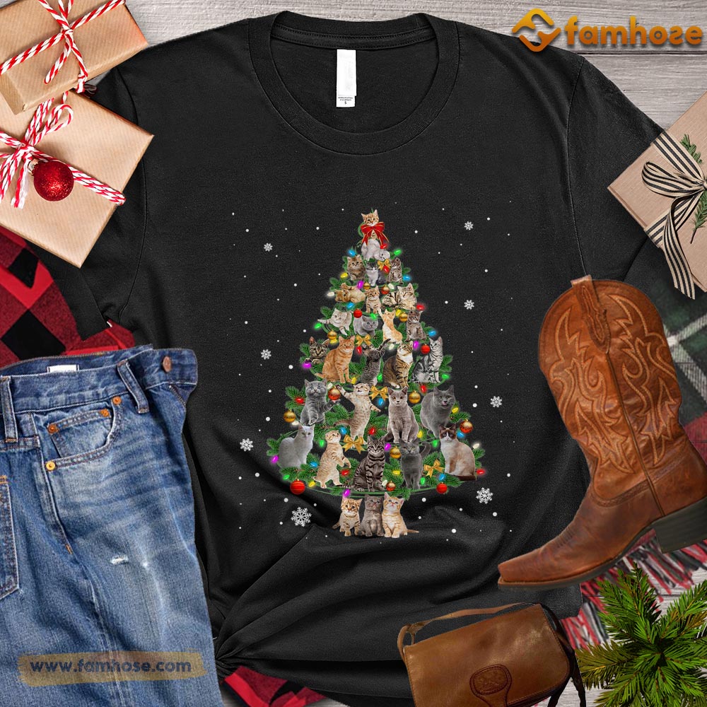 Christmas Cat T-shirt, Cats Arrange Christmas Tree Gift For Cat Lovers, Cat Owners, Cat Tees