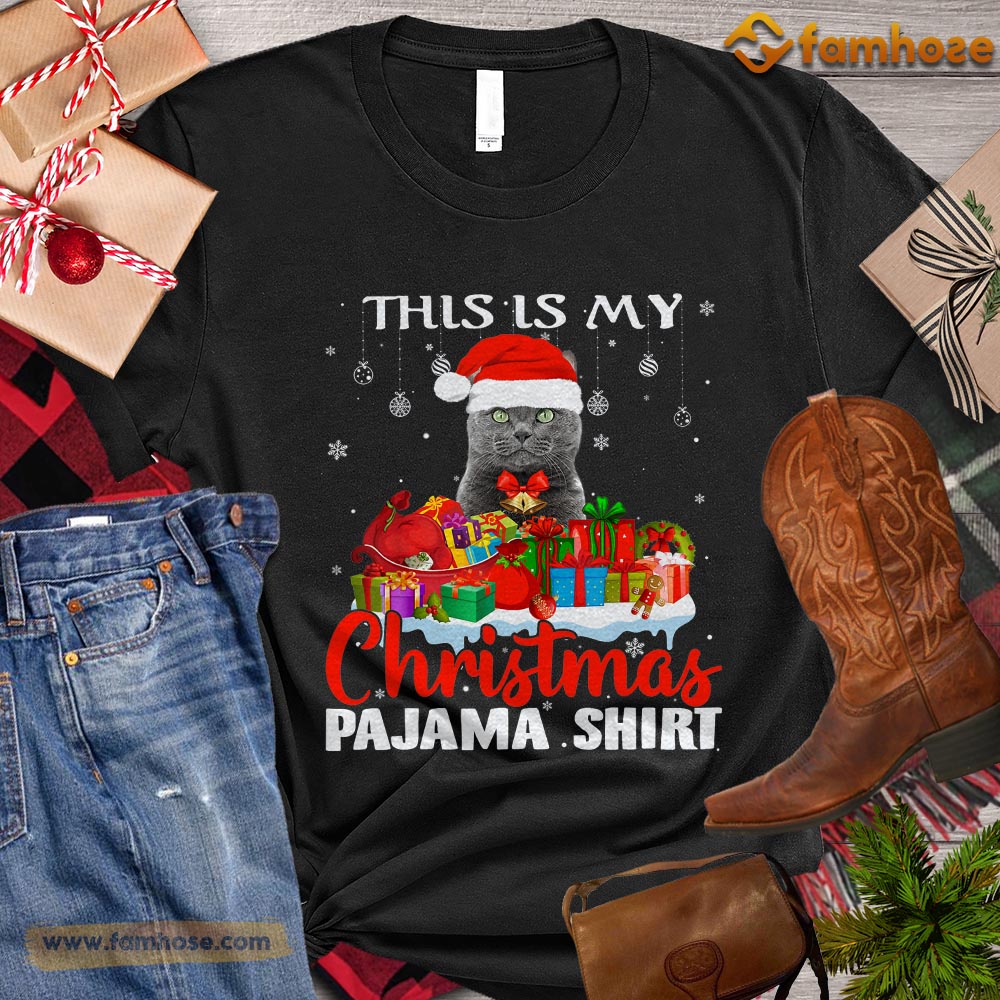 Christmas Cat T-shirt, This Is My Christmas Pajama Shirt Gift For Cat Lovers, Cat Owners, Cat Tees