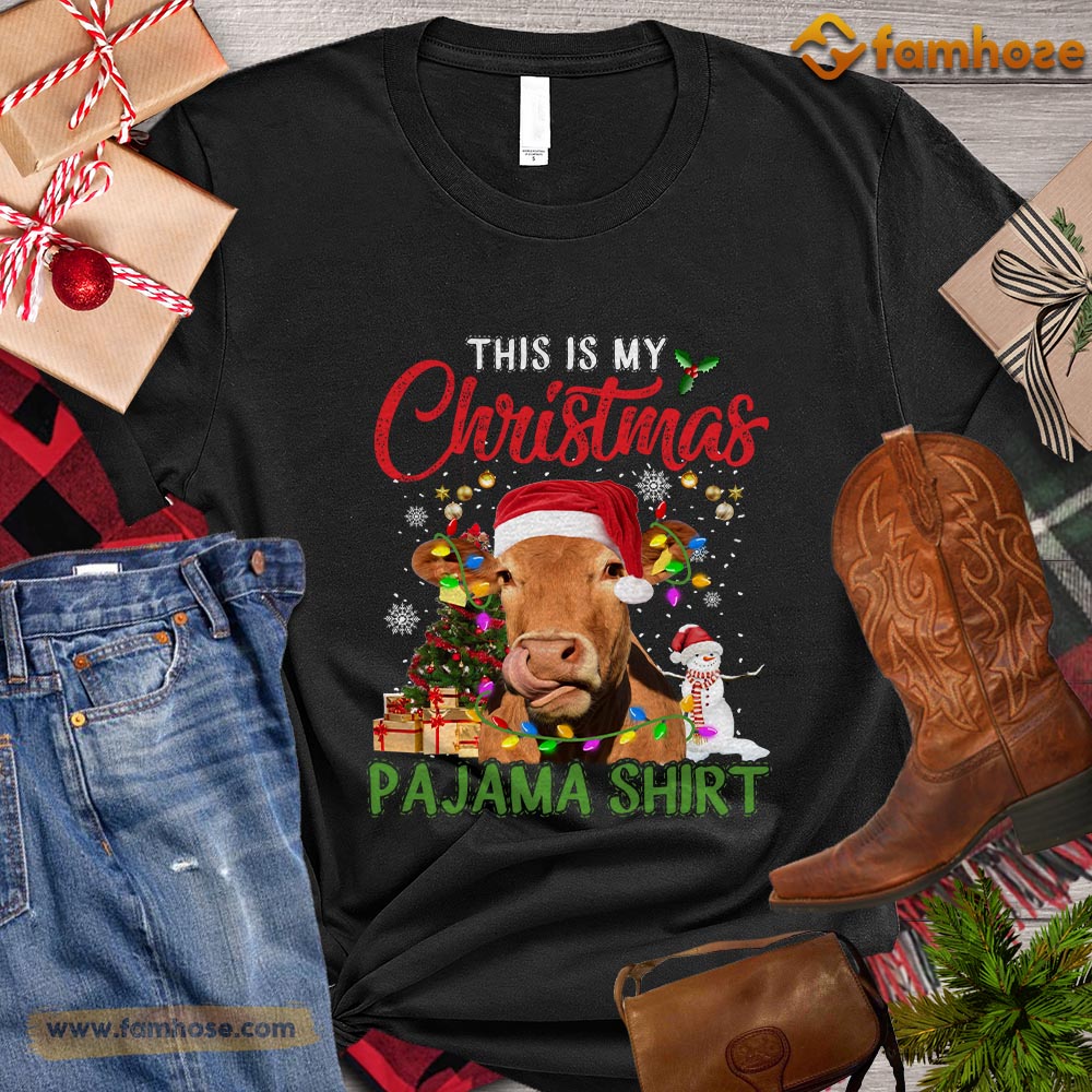 Christmas Cow T-shirt, This Is My Christmas Pajama Shirt Christmas Gift For Cow Lovers, Cow Farm, Cow Tees