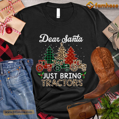 Christmas Tractor T-shirt, Dear Santa Just Bring Tractors ELF Leopard Christmas Tree Gift For Tractor Lovers, Tractor Farmers