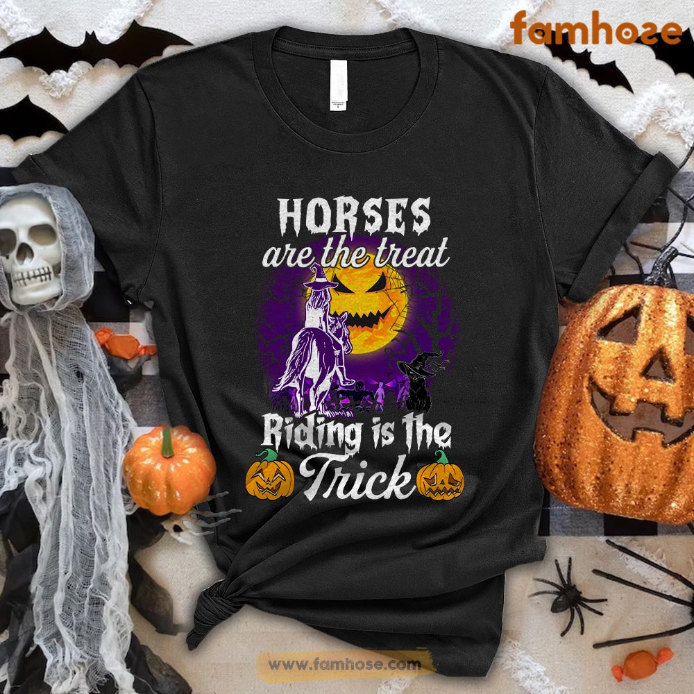 Funny Halloween Horse Riding T-shirt, Horses Are The Treat Riding Is The Trick Halloween Gift For Horse Riding Lovers, Horse Riders, Equestrians