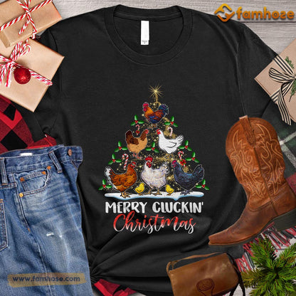 Christmas Chicken T-shirt, Merry Cluckin Christmas Chicken Arrange Christmas Tree Gift For Chicken Lovers, Chicken Farm, Chicken Tees