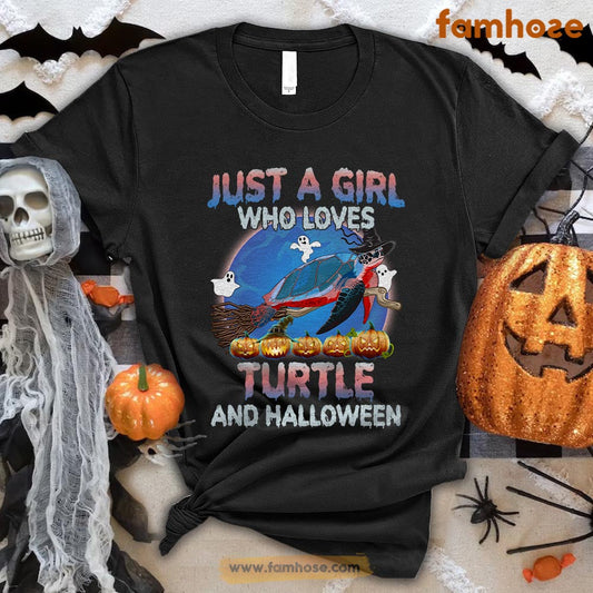 Turtle Halloween T-shirt, Just A Girl Who Loves Turtle And Halloween Halloween Gift For Turtle Lovers, Turtle Owners