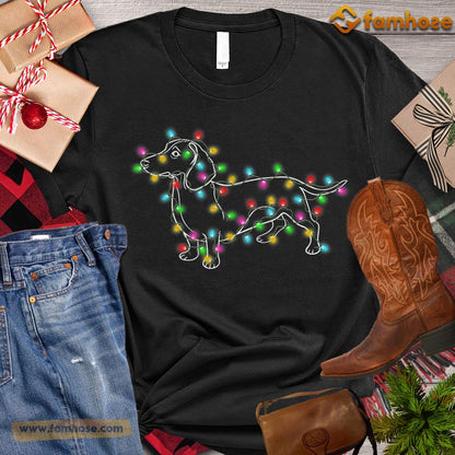 Christmas Dog T-shirt, Cute Dog With String Lights Around Gift For Dog Lovers, Dog Owners, Dog Tees