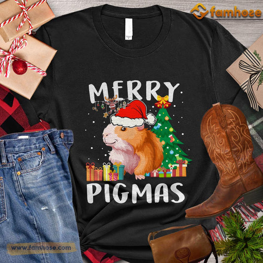 Cute Christmas Guineapig T-shirt, Merry Pigmas With Santa Hat Christmas Gift For Guineapig Lovers, Guineapig Owners