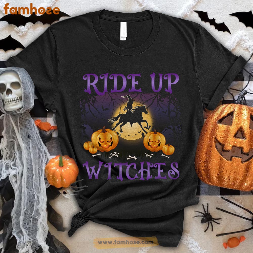 Funny Horse Halloween T-shirt, Ride Up Witches Halloween Gift For Horse Lovers, Horse Riders, Equestrians