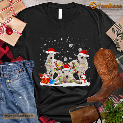 Christmas Goat T-shirt, Goats With Santa Hats Snowflake Gift For Goat Lovers, Goat Farm, Goat Tees