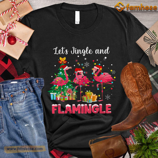 Christmas Flamingo T-shirt, Let's Jingle And Flamingle Gift For Flamingo Lovers, Flamingo Tees