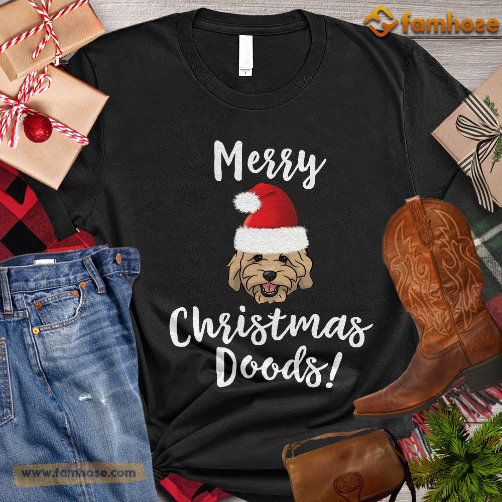 Christmas Dog T-shirt, Merry Christmas Doods With Santa Hat Gift For Dog Lovers, Dog Owners, Dog Tees