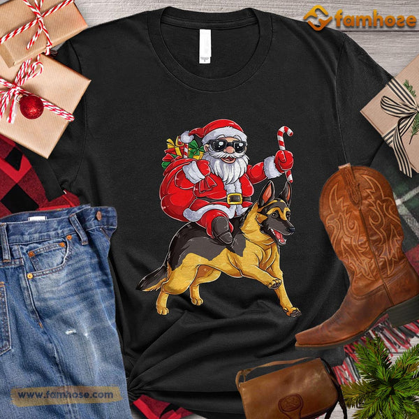 Funny Christmas Dog T shirt Santa Claus Riding Dog Gift For Dog Lover Famhose