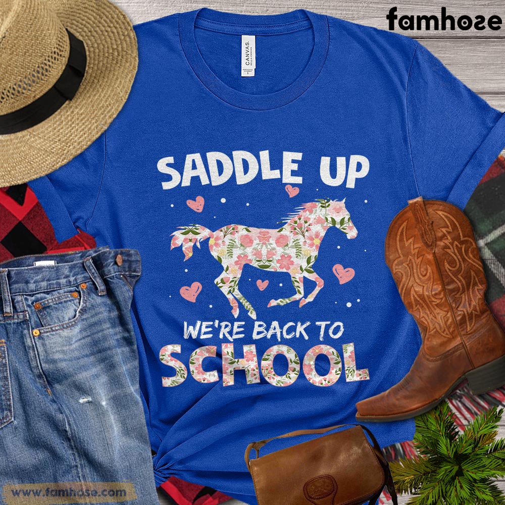 Back To School Horse T-shirt, Saddle Up We're Back To School, Gift For Horse Lovers, Horse Kids Tees, Horse Shirt