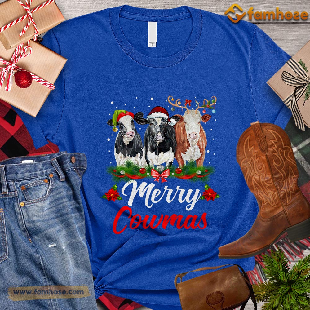 Christmas Cow T-shirt, Merry Cowmas Christmas Gift For Cow Lovers, Cow Farm, Cow Tees