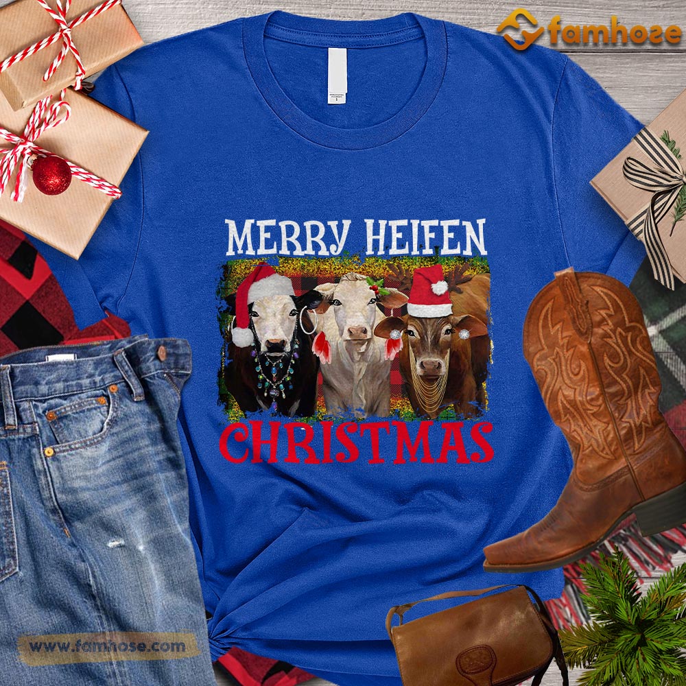 Christmas Cow T-shirt, Merry Heifen Christmas Gift For Cow Lovers, Cow Farm, Cow Tees