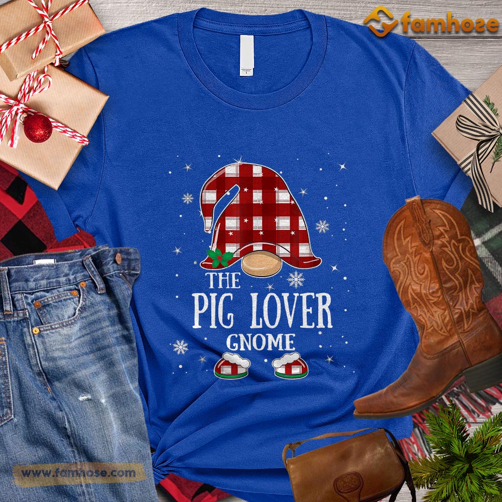 Christmas Pig T-shirt, The Pig Lover Gnome Christmas Gift For Pig Lovers, Pig Farm, Pig Tees