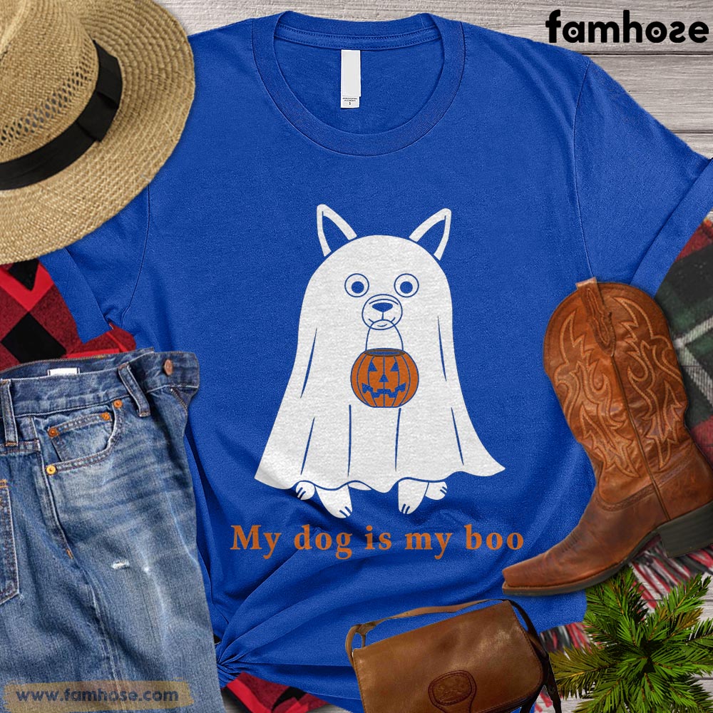 Halloween Dog T-shirt, My Dog Is My Boo Gift For Dog Lovers, Dog Owners, Dog Tees