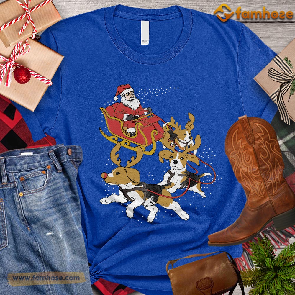 Cute Christmas Dog T-shirt, Dogs Pull Santa Claus Gift For Dog Lovers, Dog Owners, Dog Tees