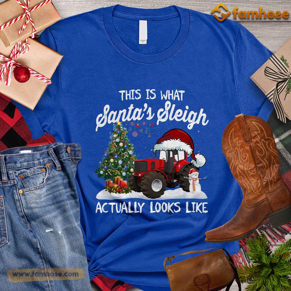 Christmas Red Tractor T-shirt, This Is What Santa's Sleigh Look Like Christmas Gift For Tractor Lovers, Tractor Farm, Tractor Tees