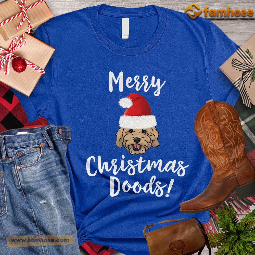 Christmas Dog T-shirt, Merry Christmas Doods With Santa Hat Gift For Dog Lovers, Dog Owners, Dog Tees