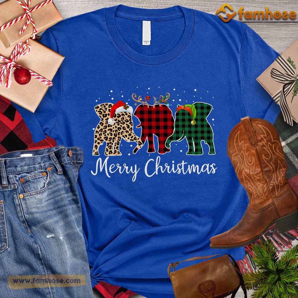 Christmas Elephant T-shirt, Merry Christmas Elephant ELF Leopard Reindeer Gift For Elephant Lovers, Elephant Farmers