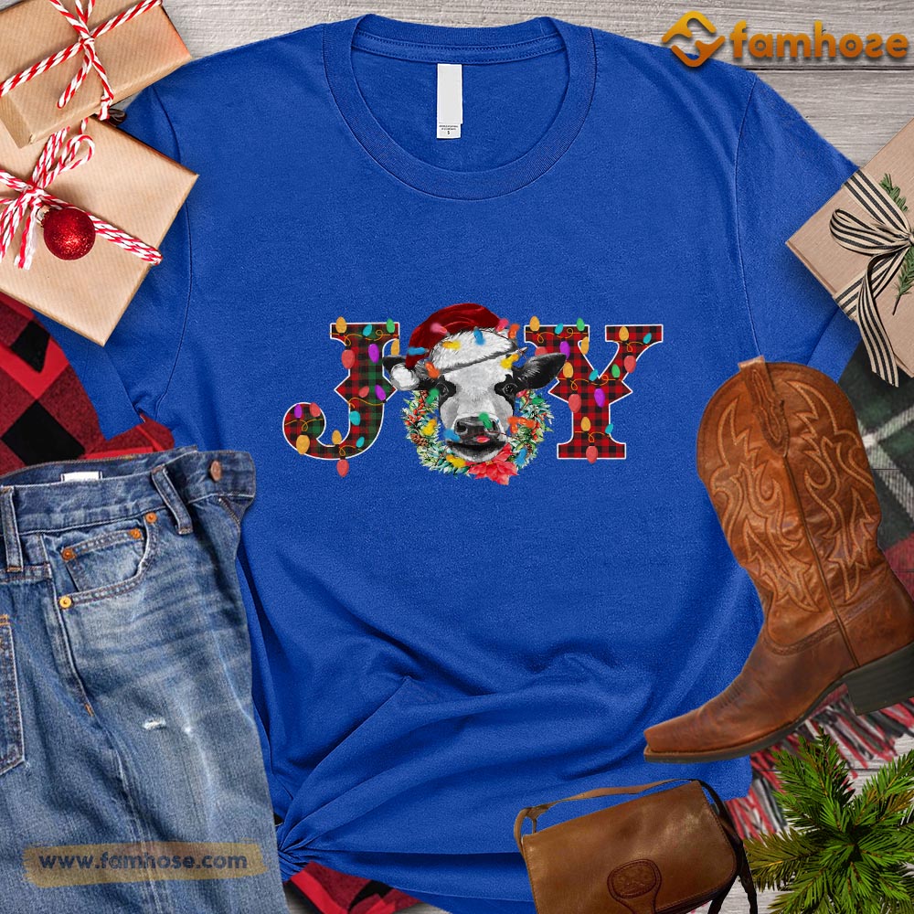 Christmas Cow T-shirt, Joy Cow Christmas Gift For Cow Lovers, Cow Farm, Cow Tees