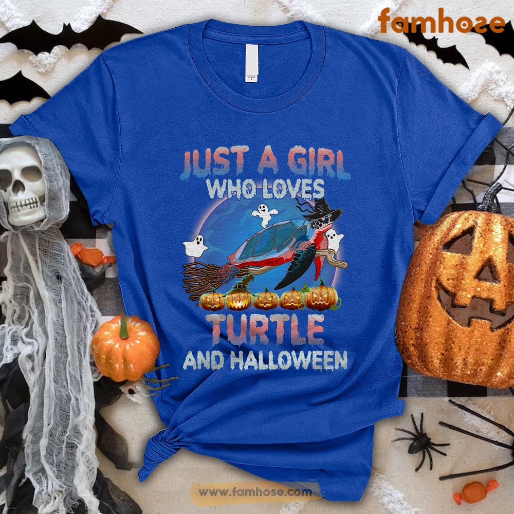 Turtle Halloween T-shirt, Just A Girl Who Loves Turtle And Halloween Halloween Gift For Turtle Lovers, Turtle Owners