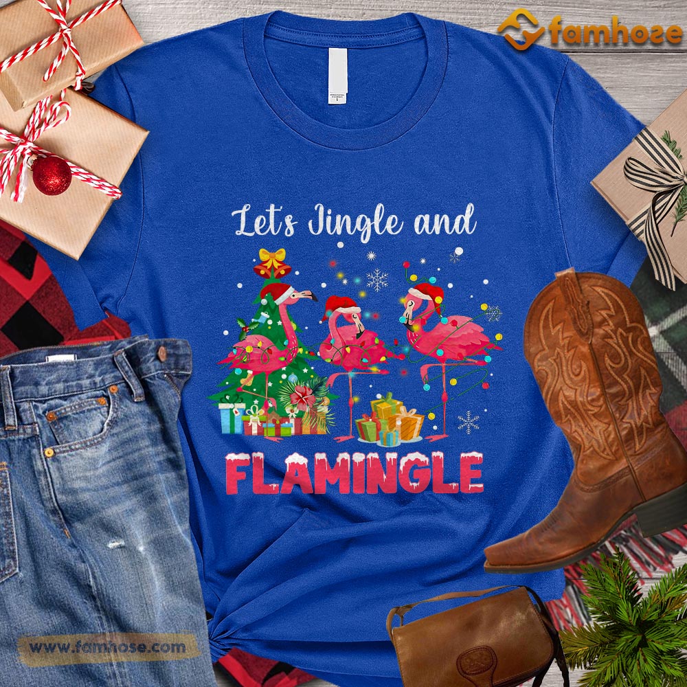 Christmas Flamingo T-shirt, Let's Jingle And Flamingle Gift For Flamingo Lovers, Flamingo Tees