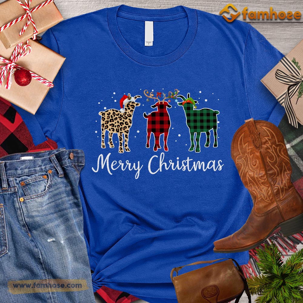 Christmas Goat T-shirt, Merry Christmas Goat ELF Leopard Reindeer Gift For Goat Lovers, Goat Farmers