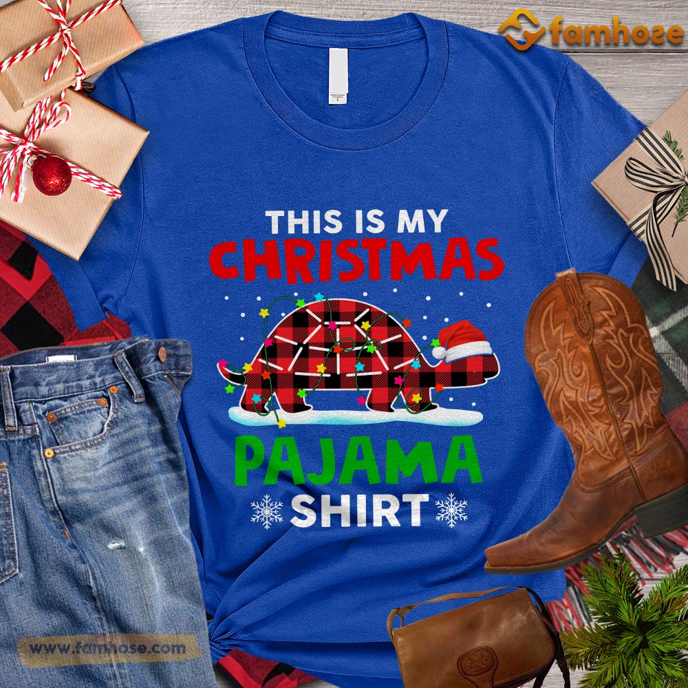 Christmas Turtle T-shirt, This Is My Christmas Pajama Shirt Turtle With Santa Hat Gift For Turtle Lovers, Turtle Owners