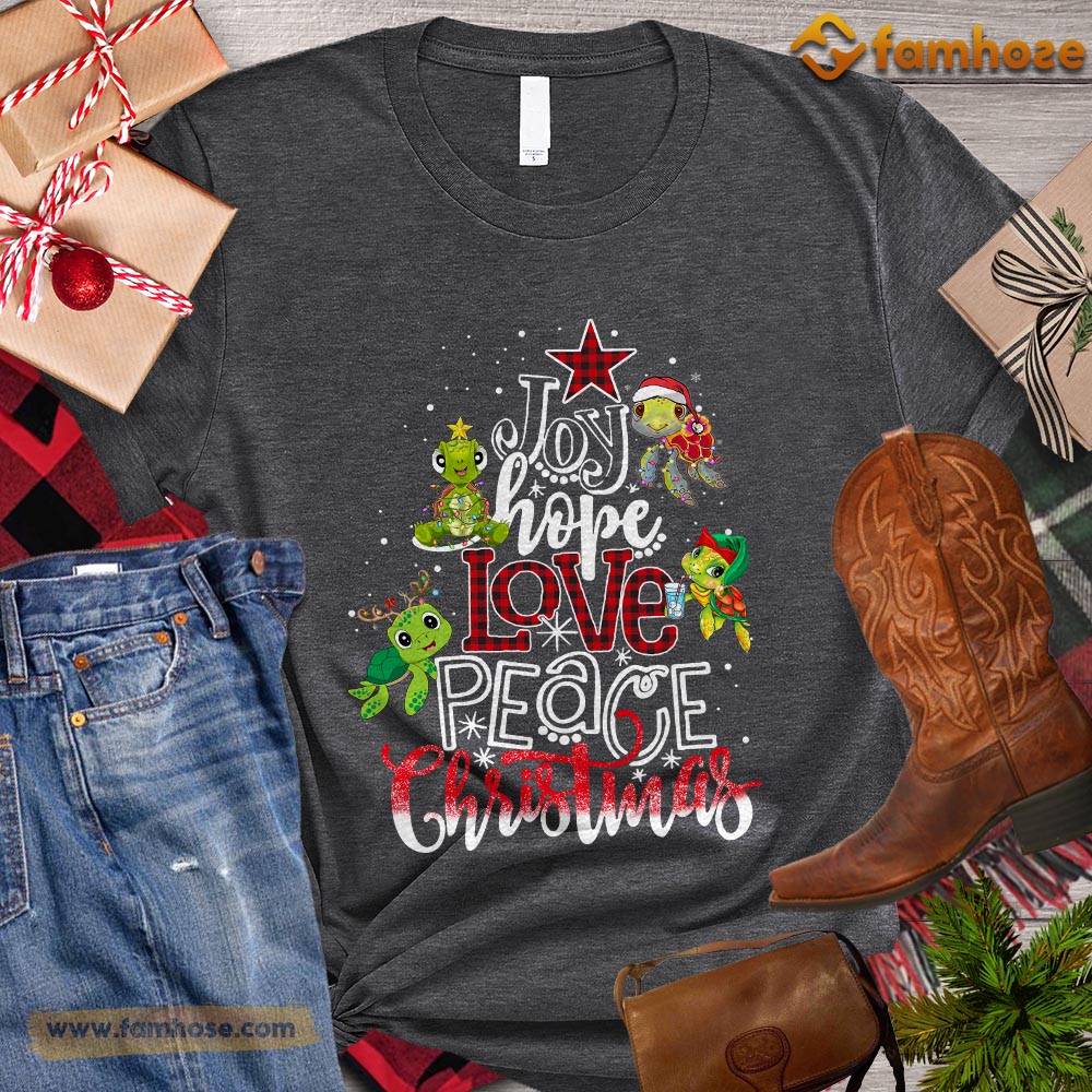 Christmas Turtle T-shirt, Joy Hope Love Peace Christmas Gift For Turtle Lovers, Turtle Owners