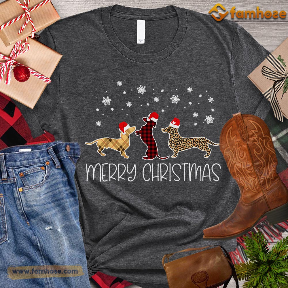 Christmas Dog T-shirt, Merry Christmas Dogs Leopard Santa Hats Gift For Dog Lovers, Dog Owners, Dog Tees