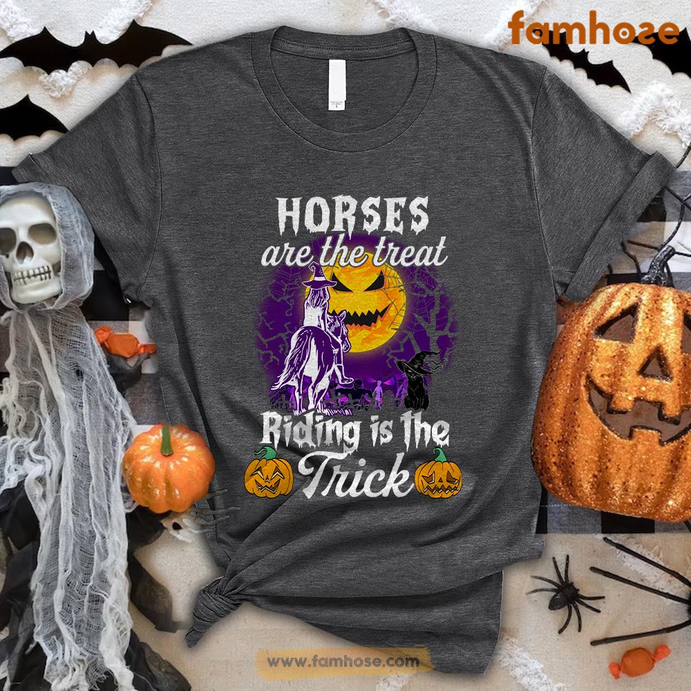 Funny Halloween Horse Riding T-shirt, Horses Are The Treat Riding Is The Trick Halloween Gift For Horse Riding Lovers, Horse Riders, Equestrians