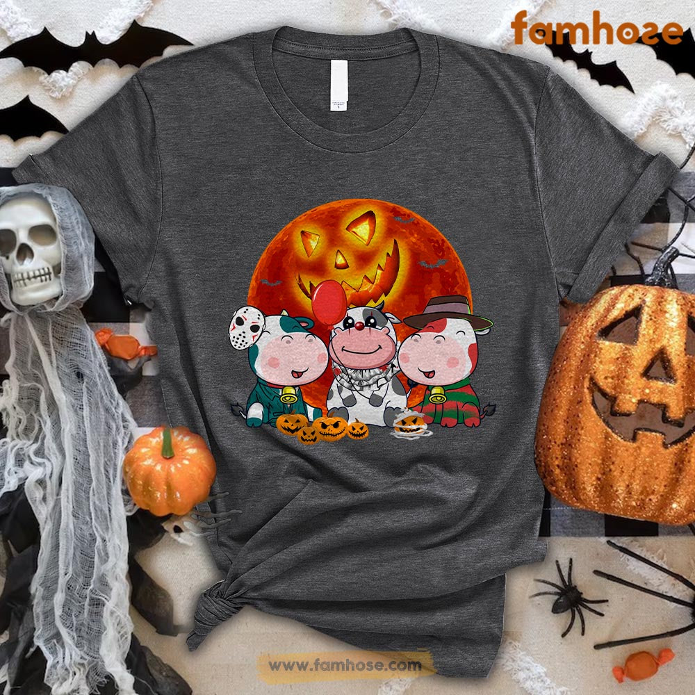 Halloween Cow T-shirt, Costume Horror Movies Character Halloween Gift For Cow Lovers, Cow Farmers, Farmer Gifts