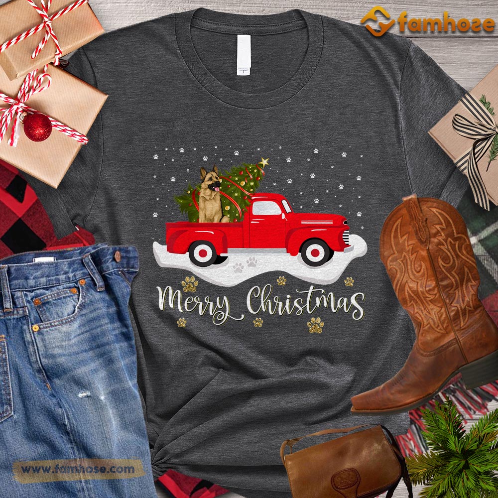 Christmas Dog T-shirt, Merry Christmas Dog On A Tractor Gift For Dog Lovers, Dog Owners, Dog Tees