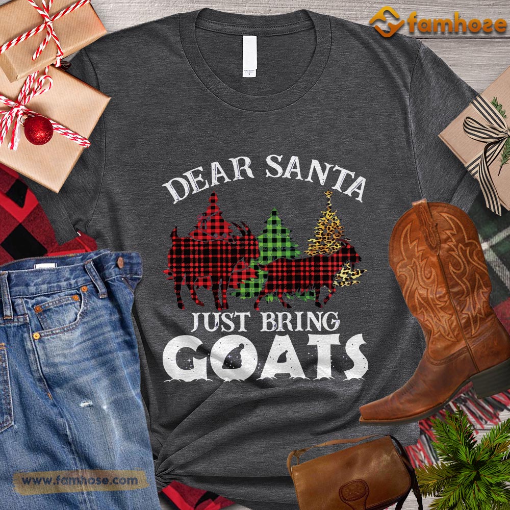 Christmas Goat T-shirt, Dear Santa Just Bring Goats ELF Santa Leopard Gift For Goat Lovers, Goat Farm, Goat Tees