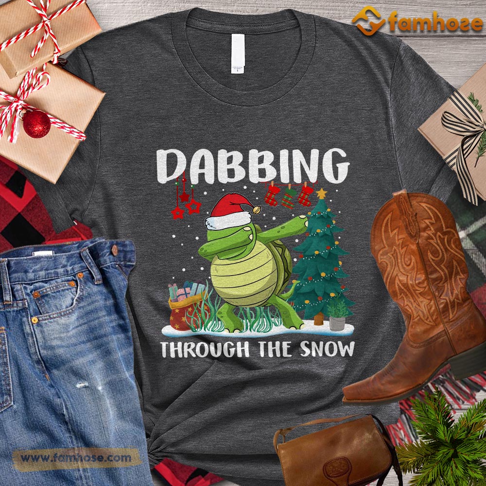 Christmas Turtle T-shirt, Dabbing Through The Snow Christmas Gift For Turtle Lovers, Turtle Owners