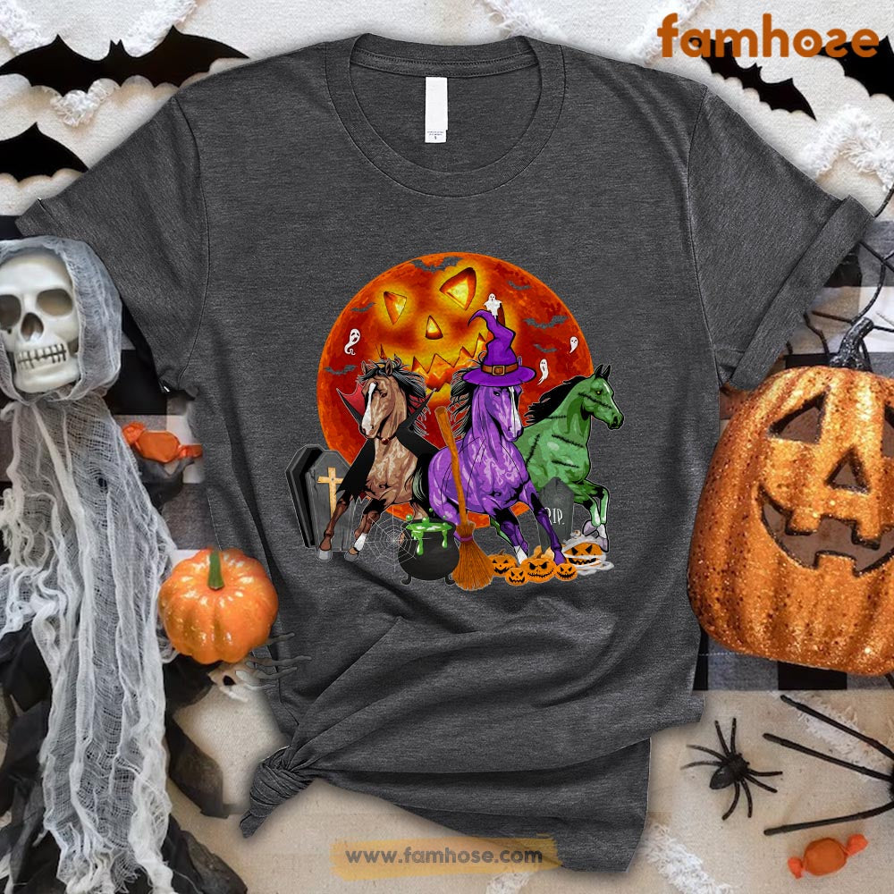 Halloween Horse T-shirt, Costume Horror Movies Halloween Gift For Horse Lovers, Horse Riders, Equestrians