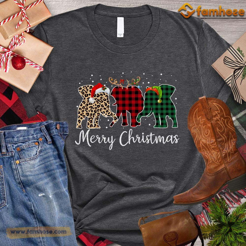 Christmas Elephant T-shirt, Merry Christmas Elephant ELF Leopard Reindeer Gift For Elephant Lovers, Elephant Farmers