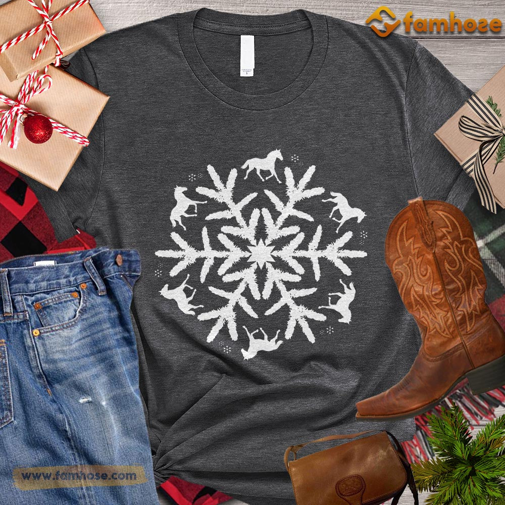 Christmas Horse T-shirt, Horses Arrange Snowflake Christmas Gift For Horse Lovers, Horse Farm, Horse Tees