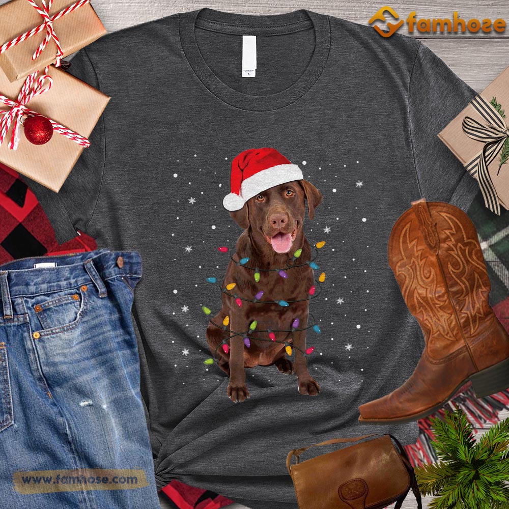 Christmas Dog T-shirt, Cute Dog With Santa Hat On The Head Gift For Dog Lovers, Dog Owners, Dog Tees