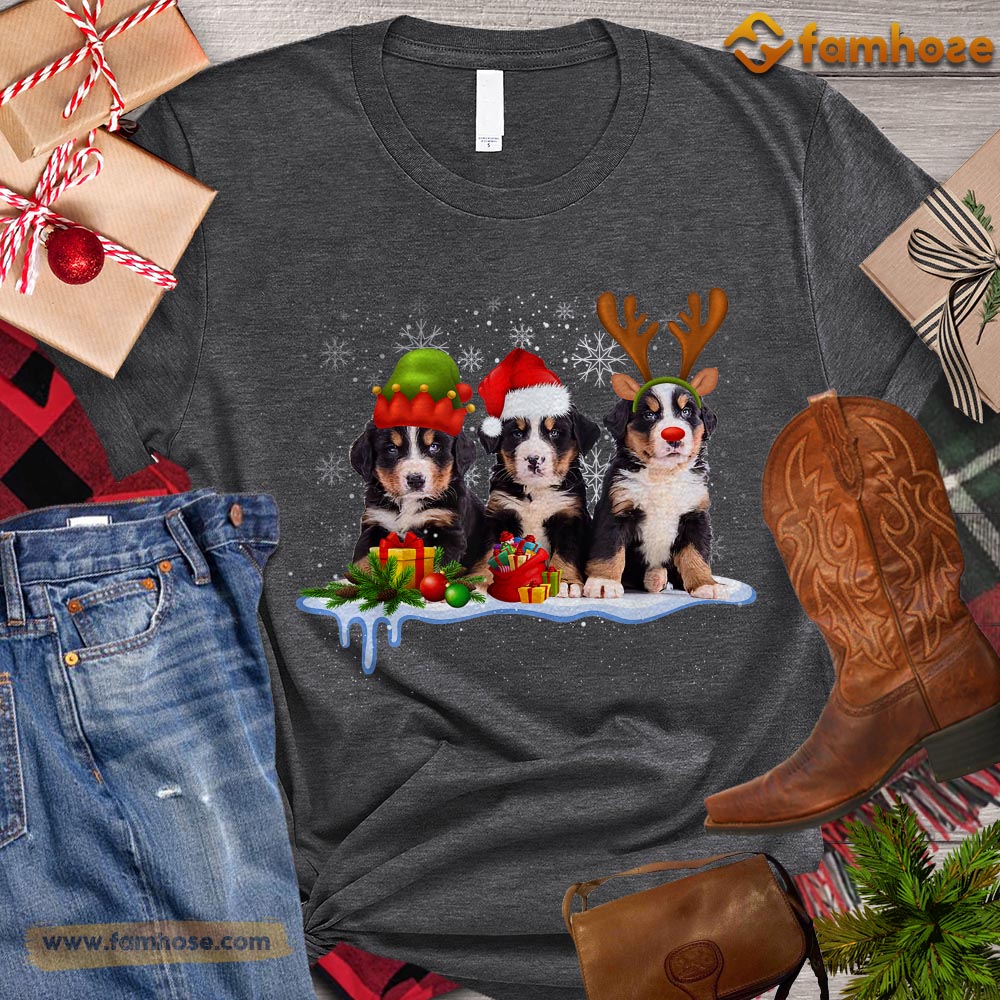 Cute Christmas Dog T-shirt, Dog With Santa Hat ELF Reindeer Gift For Dog Lovers, Dog Owners, Dog Tees